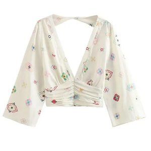 PEPPER V-Neck Backless Crop Top Size S